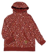 Rezavá mikina s kytičkami a kapsou a kapucí Topolino