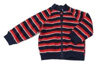Nové - tmavomodro-červeno-biela pruhovaná fleecová prepínaci mikina Mothercare
