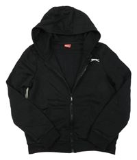 Čierna prepínaci mikina s logom a kapucňou Slazenger