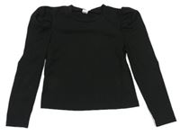 Čierne rebrované crop tričko Shein