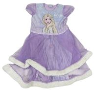 Kockovaným -Fialové šaty s tylovou sukní - Elsa zn. Disney