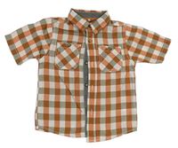 Starorůžovo-khaki-bílá kostkovaná košile Tu