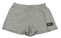 Sivé melírované bavlnené kraťasy s nápisem - Star Wars zn. M&S