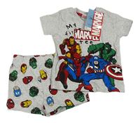 2set - Svetlosivé melírované tričko s Avengers + kraťasy Matalan
