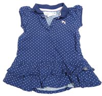 Tmavomodré puntíkaté polo šaty s výšivkou H&M