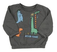 Tmavosivá mikina s dinosaurami Primark