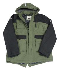 Khaki-černá šusťáková zateplená bunda s kapucí M&S