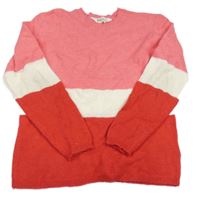 Ružovo-červeno-smotanový vlnený sveter H&M