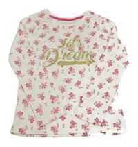 Bílé květované triko s nápisem Primark