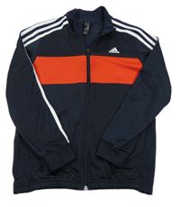 Tmavomodro-červená sportovní propínací mikina s logem Adidas