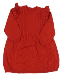 Červené svetrové šaty s volánikmi Matalan