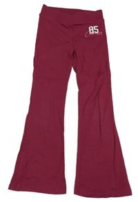 Vínové rebrované flare legíny s číslom River Island