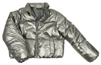 Strieborná šušťáková zimná crop bunda Primark