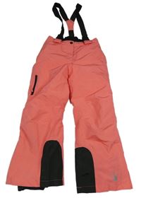 Korálovo-černé šusťákové funkční oteplovačky s odepínacími kšandami Crivit