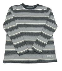 Sivo-čierno-biele melírované pruhované tričko Yigga