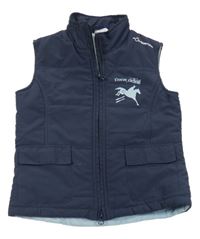 Tmavomodrá šušťáková zateplená jezdecká vesta Fouganza