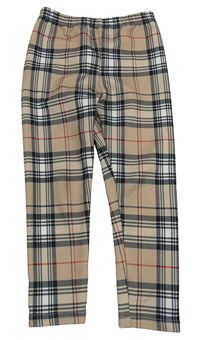 Hnedo-čierno-biele kockované legíny Shein