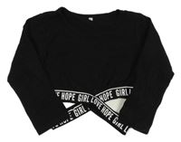 Černé crop triko s nápisy