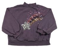 Švestková mikina s kometou z flitrů Next