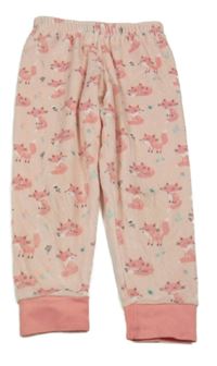 Růžové plyšové pyžamové kalhoty s liškami C&A