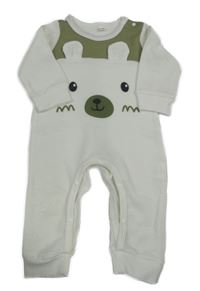 Bílo-khaki rebrovaný overal s medvěďom