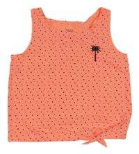 Neónově oranžový melírovaný bodkovaná ý crop top s palmou Yigga