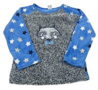 Tmavomodro-modrá chlupatá pyžamová mikina s mývalem Kiki&Koko