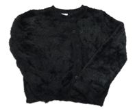 Čierny chlpatý prepínaci sveter Hema