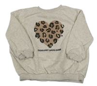 Béžová melírovaná mikina so srdcem s flitrami George