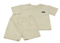 2set - Krémové žebrované tričko s nášivkou + kraťasy