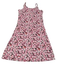 Čierno-ružové kvetované bavlnené šaty Page One Young