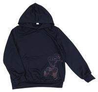 Tmavomodrá ľahká mikina s ovladači a kapucňou Shein