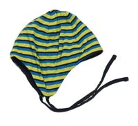 Žluto-modro-černá pruhovaná bavlněná čepice Topomini