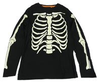 Černé triko s kostmi F&F