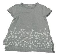 Sivé melírované tričko s 3D kvetinami Moncler