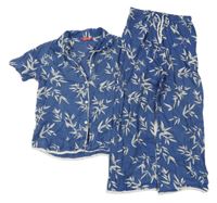 Tmavomodré pyžama s listami