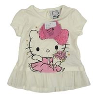 Nové - Smetanové tričko s Hello Kitty a tylem Sanrio