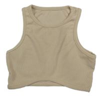 Béžový rebrovaný crop top