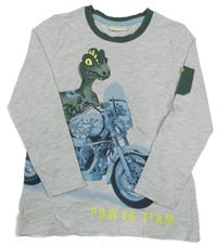 Šedé melírované s dinosaurem na motorce Kids