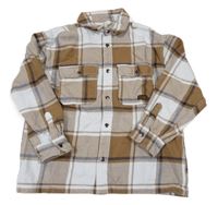 Hnedo-bielo-čierna kockovaná košeľová bunda H&M