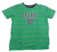 Zelené pruhované tričko s nápisem - Celtic