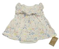 Bielo-farebné šaty s obrázkami a všitým body Mothercare