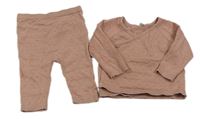 2 set - Svetloružový zavinovací ľahký svetr + vzorované pletené legíny M&S