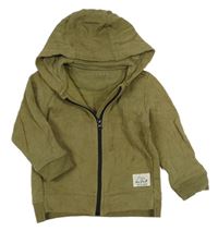 Khaki prepínaci mikina s nášivkou a kapucňou Nutmeg