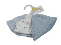 Nové - 3x čepice - modrá puntíkatá + modrá pruhovaná + bílá s duhami F&F