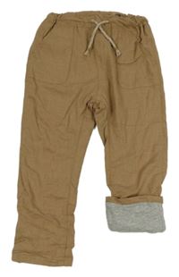 Hnedé plátenné podšité nohavice H&M