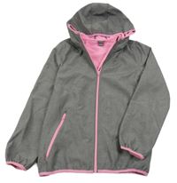 Šedo-růžová softshellová bunda s kapucí Y.F.K.