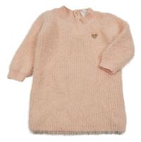 Svetloružové chlpaté svetrové šaty