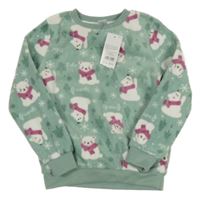 Nové - zelená fleecová mikina s medvědy Pep&Co