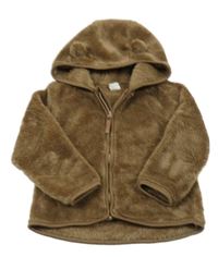 Hnedá chlpatá prepínaci mikina s kapucňou H&M